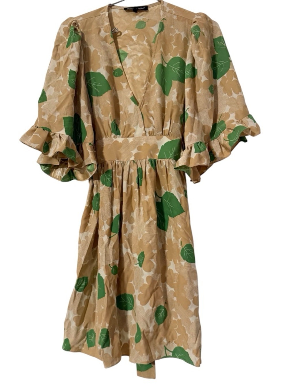 Betsey Johnson Vintage Silk Mini Dress 4 Ruffle Bell Sleeves Coquette Party Chic
